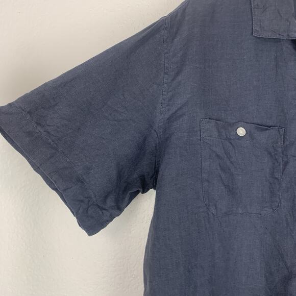 C&C California Shirt Mens Extra Large 100% Linen Button Up Beach Coastal Blue XL - Picture 2 of 7
